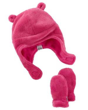 Set Gorro y Mitones Fucsia para bebe Marca Kombi 100% Original en Chile