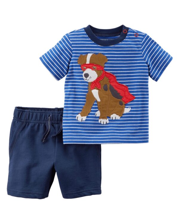 Conjunto Polera de Superdog & Short para bebe Marca Carters 100% Original en Chile