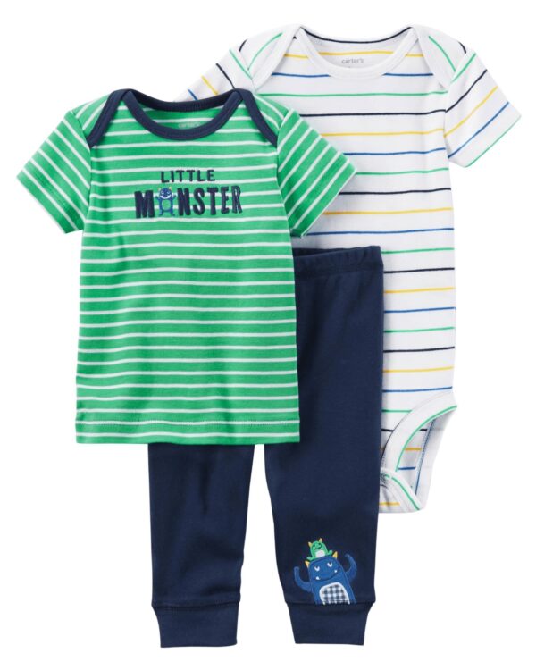 Conjunto polera, body y pantalón azul para bebe Marca Carters 100% Original en Chile