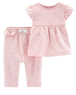 Conjunto polera manga corta y pantalón rosado para bebe niña marca Carters 100% Original en Chile