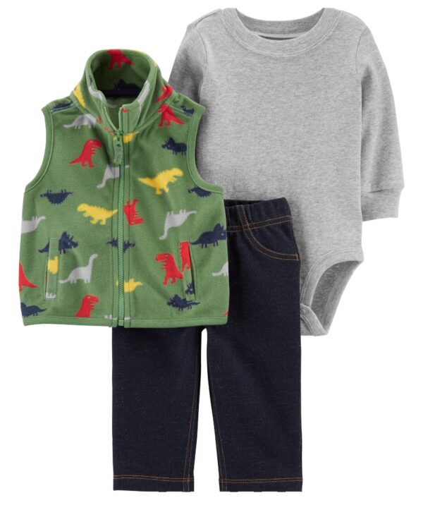 Set conjunto vest dinosaurios body y pantalón para bebe niño marca Carters 100% original en Chile