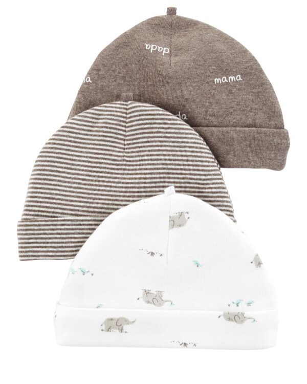 Pack 3 Gorros Neutros de bebe unisex Marca Carters en Chile