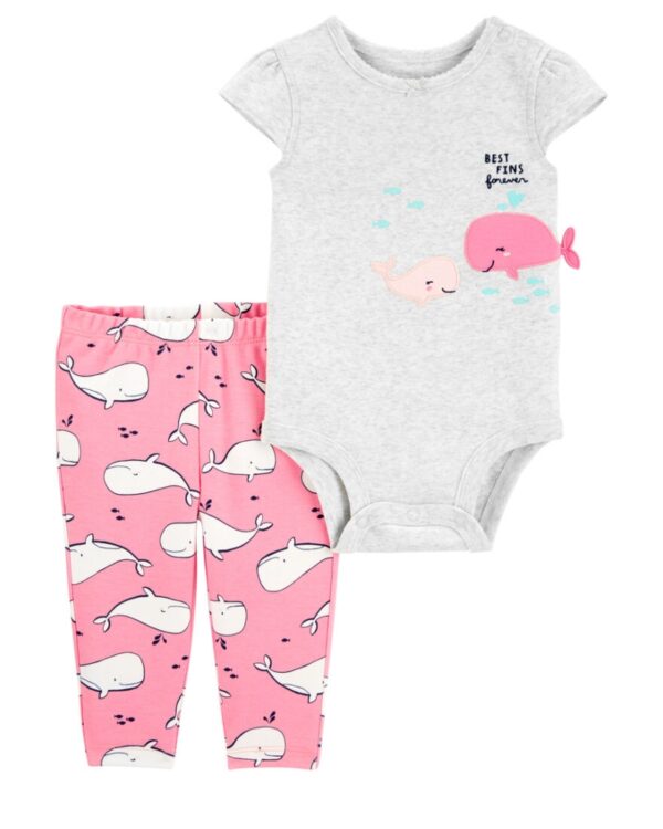 Conjunto body ballena manga corta y pantalón para bebe niña marca Carters 100% Original en Chile