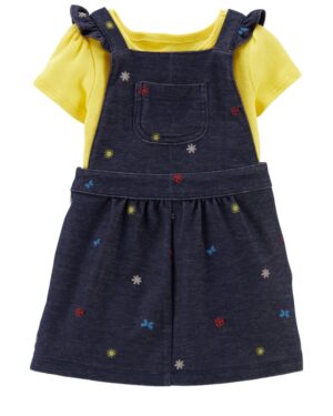 Conjunto falda jardinera y body amarillo para bebe niña marca Carters 100% Original en Chile