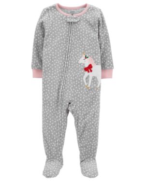 Pijama micropolar Gris chile bebe niña marca Carter's
