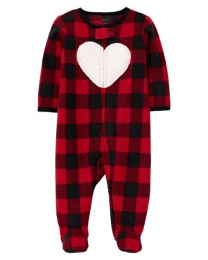 Pijama micropolar corazón chile bebe niña marca Carter's