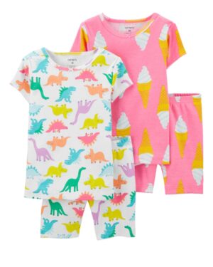 Pack 2 Pijamas dino-cream algodón para bebe niña Marca Carters 100% Original en Chile
