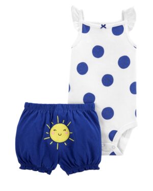 Conjunto body lunares manga corta & short para bebe niña Marca Carters 100% Original en Chile