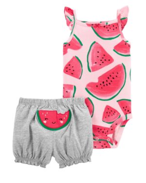 Conjunto body de sandia manga corta & short para bebe niña Marca Carters 100% Original en Chile