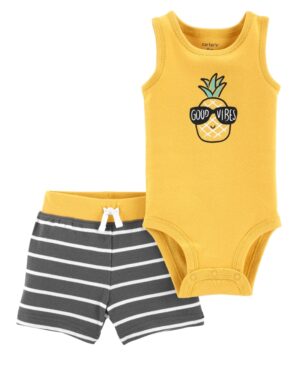 Conjunto body de piña sin mangas y short para bebe niña Marca Carters 100% Original en Chile