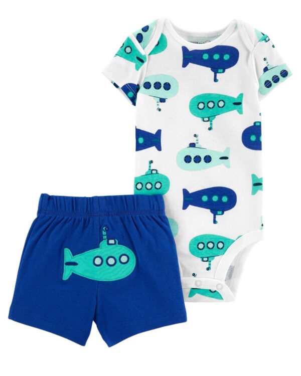 Conjunto body submarino manga corta & short para bebe niño Marca Carters 100% Original en Chile