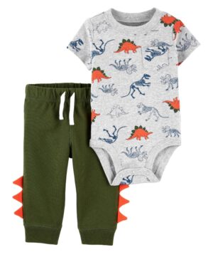 Conjunto body dinosaurio manga corta y pantalón para bebe niño marca Carters 100% Original en Chile