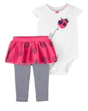 Conjunto body chinita manga corta y pantalón para bebe niña marca Carters 100% Original en Chile