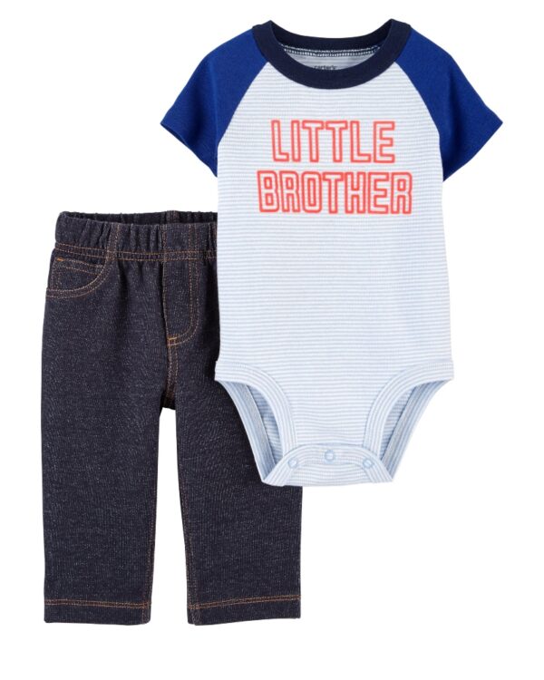 Conjunto body azul manga corta y pantalón para bebe niño Marca Carters 100% Original en Chile