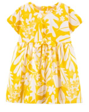 Vestido amarillo y cubre pañal de algodón para bebe niña marca Carters 100% Original en Chile