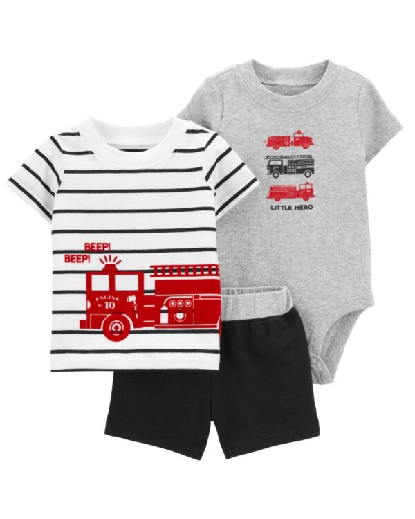 Conjunto polera body manga corta y short negro algodón para bebe niño marca Carters 100% Original en Chile