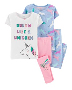 Pack 2 Pijamas unicornio algodón para bebe niña Marca Carters 100% Original en Chile