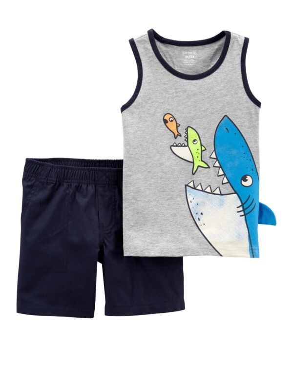 Conjunto Polera shark & Short para bebe Marca Carters 100% Original en Chile