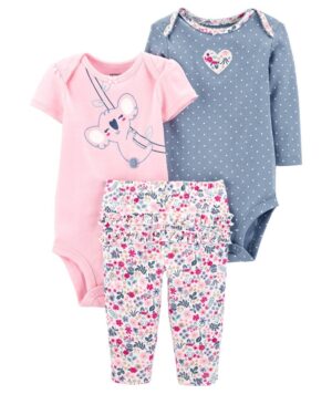 Conjunto 2 Bodies koala & Pantalón para bebe Marca Carters 100% Original en Chile,