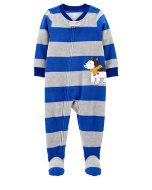 Pijama Micropolar para bebe niño Marca Carter's 100% Original en Chile, confeccionado con patitas