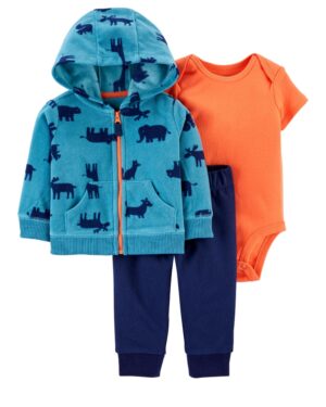 Set conjunto polerón azul body y pantalón para bebe niño marca Carters 100% original en Chile