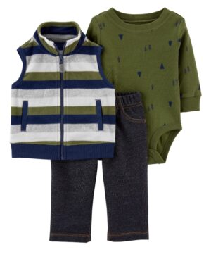 Set conjunto vest body verde y pantalón para bebe niño marca Carters 100% original en Chile