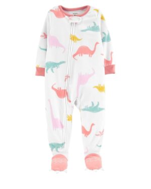 Pijama micropolar dinosaurio para bebe niña marca Carters 100% original en Chile, confeccionado en micropolar