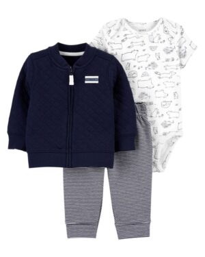 Set conjunto polerón body blanco y pantalón para bebe niño marca Carters 100% original en Chile
