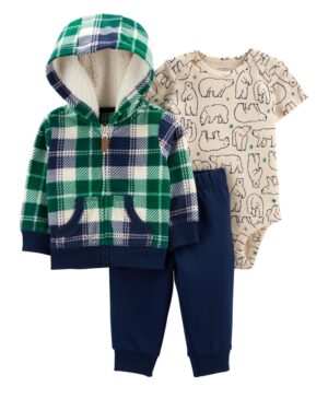 Set conjunto polerón verde body y pantalón para bebe niño marca Carters 100% original en Chile