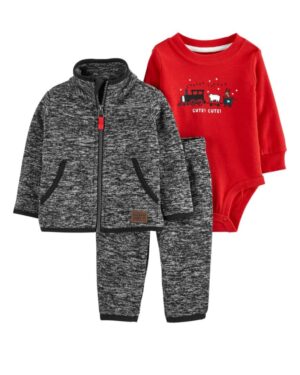 Set conjunto polerón body rojo y pantalón para bebe niño marca Carters 100% original en Chile