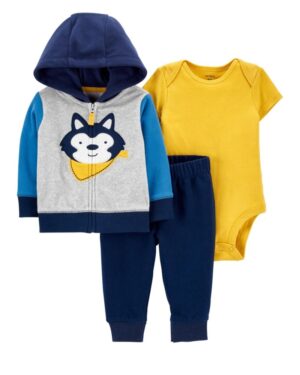 Set conjunto polerón body y pantalón azul para bebe niño marca Carters 100% original en Chile