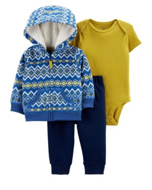 Set conjunto polerón azulado body y pantalón para bebe niño marca Carters 100% original en Chile