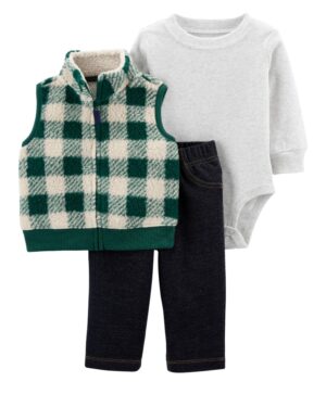 Set conjunto vest verde body y pantalón para bebe niño marca Carters 100% original en Chile