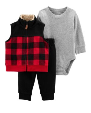 Set conjunto vest body y pantalón negro para bebe niño marca Carters 100% original en Chile