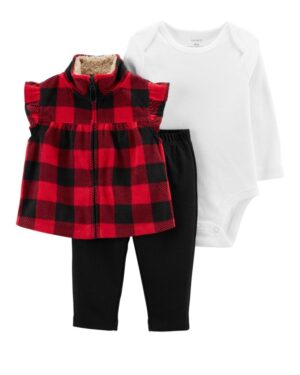 Set conjunto vest rojo body y pantalón para bebe niña marca Carters 100% original en Chile
