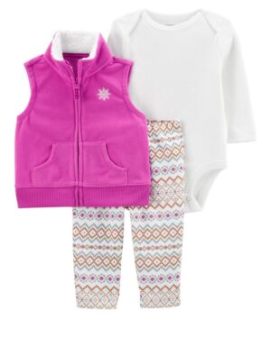 Set conjunto vest fucsia body y pantalón para bebe niña marca Carters 100% original en Chile