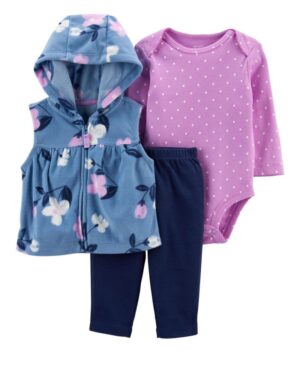 Set conjunto vest lila body y pantalón para bebe niña marca Carters 100% original en Chile