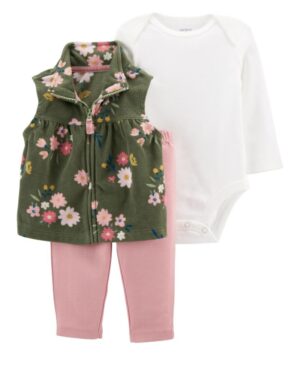 Set conjunto vest body y pantalón rosado para bebe niña marca Carters 100% original en Chile