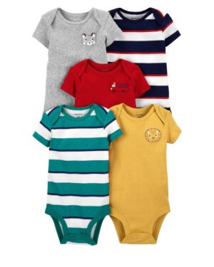 Pack 5 bodies variados manga corta para bebe niño marca Carters 100% original en Chile