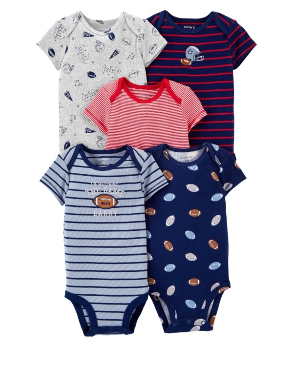 Pack 5 bodies sports manga corta para bebe niño marca Carters 100% original en Chile