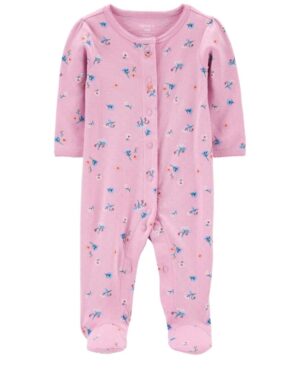 Pijama floreado para bebe niña marca Carters 100% original en Chile, confeccionado en algodón
