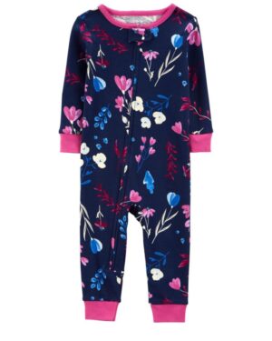 Pijama florido para bebe niña marca Carters 100% original en Chile, confeccionado en algodón