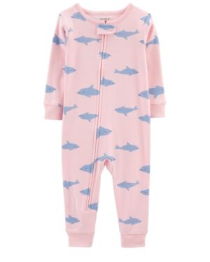 Pijama delfines para bebe niña marca Carters 100% original en Chile, confeccionado en algodón