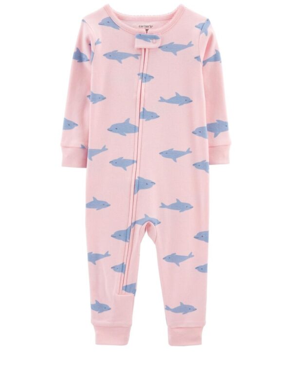 Pijama delfines para bebe niña marca Carters 100% original en Chile, confeccionado en algodón