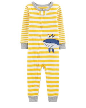 Pijama ballenita para bebe niño marca Carters 100% original en Chile, confeccionado en algodón