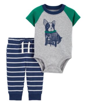 Conjunto body perrito manga corta y pantalón para bebe niño Marca Carters 100% Original en Chile