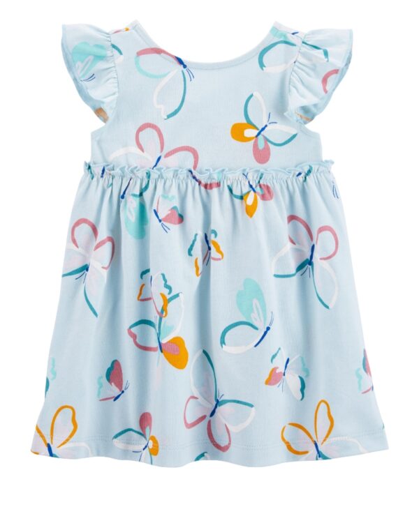 Vestido celeste mariposas y cubre pañal de algodón para bebe niña marca Carters 100% Original en Chile