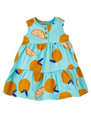 Vestido frutal y cubre pañal de algodón para bebe niña marca Carters 100% Original en Chile