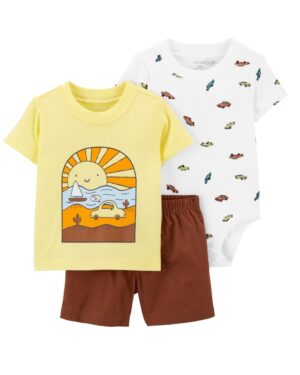 Conjunto polera sol body manga corta y short algodón para bebe niño marca Carters 100% Original en Chile