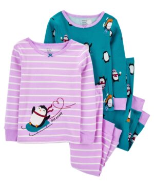 Pack 2 Pijamas pinguinos algodón baby-soft para bebe niña Marca Carters 100% Original en Chile